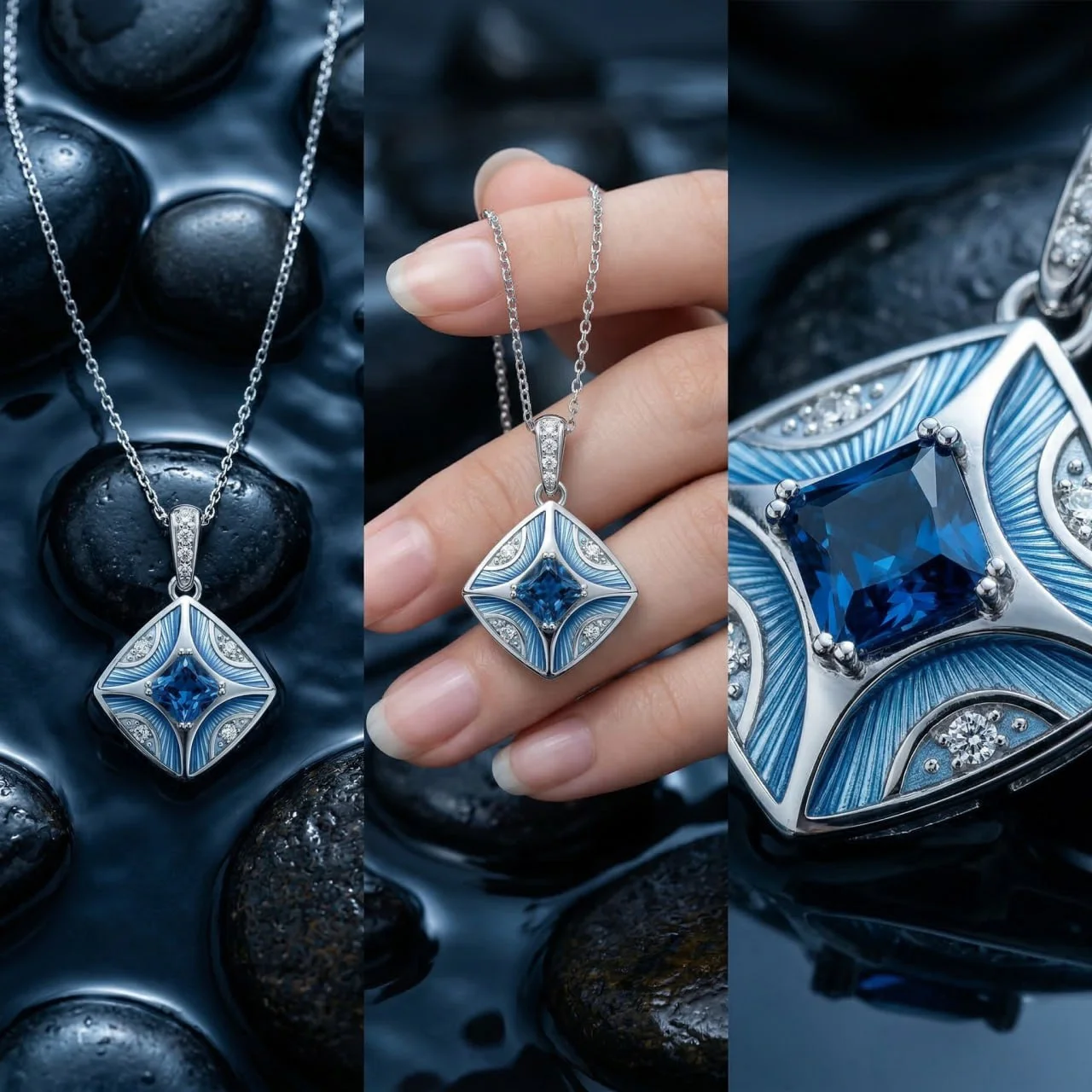 Подвеска "Эдмон" с синим сапфиром